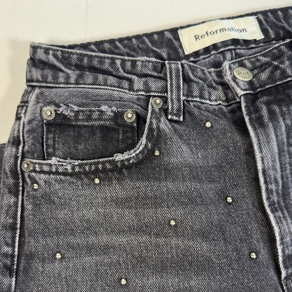 Reformation Dark Denim Studded Pants